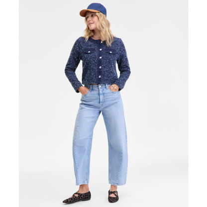On 34th Women's Denim-Trim Tweed Cropped Jacket, Macy's Exclusive