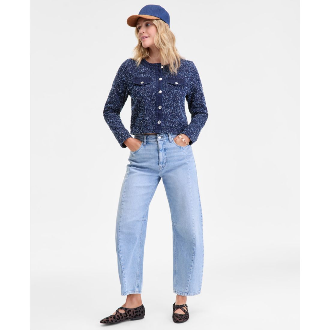 On 34th Women's Denim-Trim Tweed Cropped Jacket, Macy's Exclusive