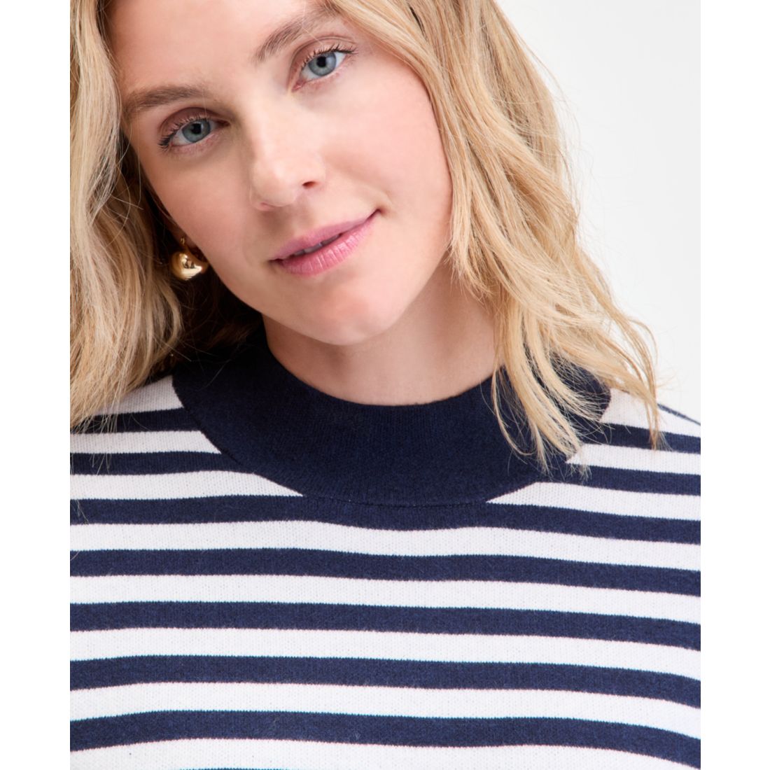 On 34th Women's Striped Mock Neck Sweater, Macy's Exclusive