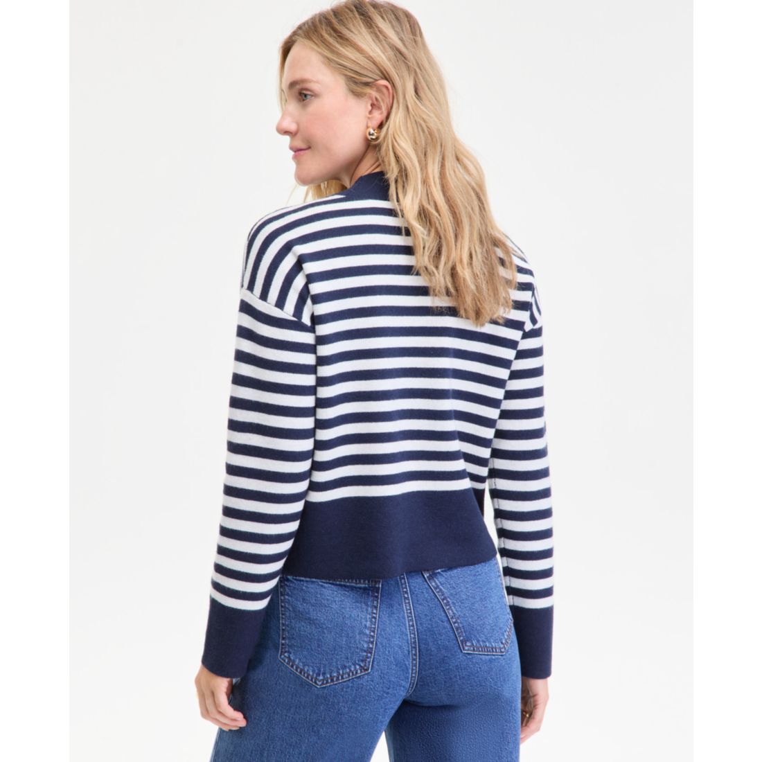 On 34th Women's Striped Mock Neck Sweater, Macy's Exclusive