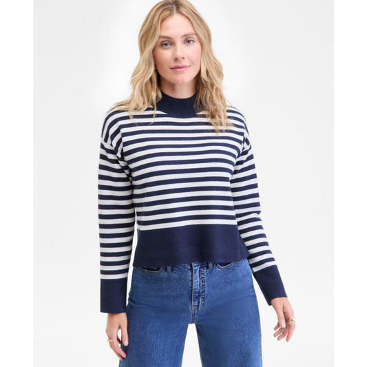 On 34th Women's Striped Mock Neck Sweater, Macy's Exclusive