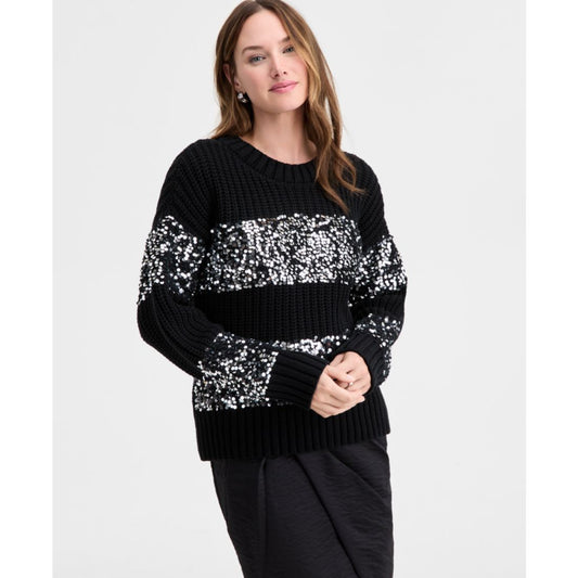 On 34th Women's Sequin Stripe Crewneck Sweater, Macy's Exclusive