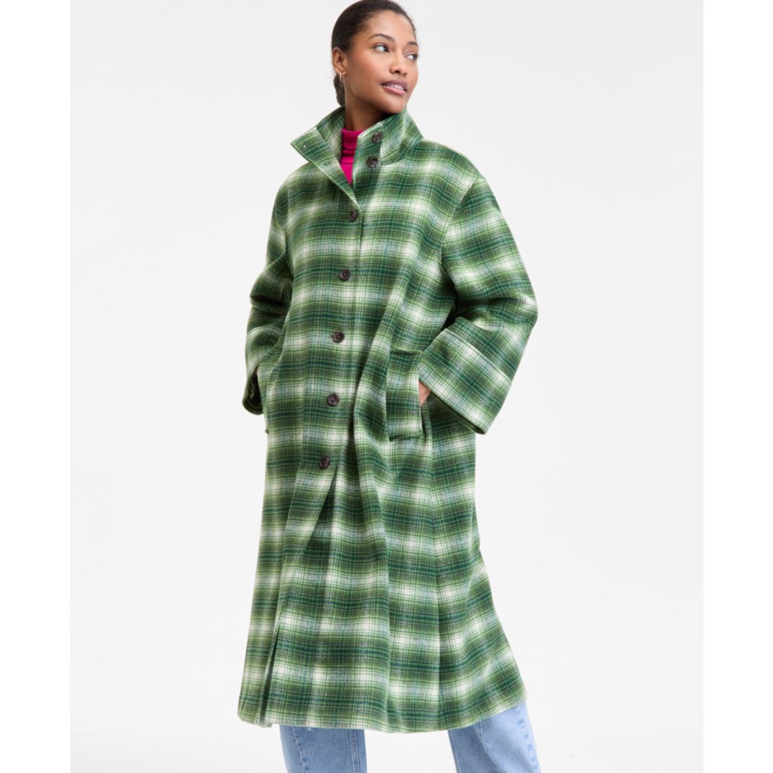 On 34th Women's Plaid Oversized Coat, Macy's Exclusive
