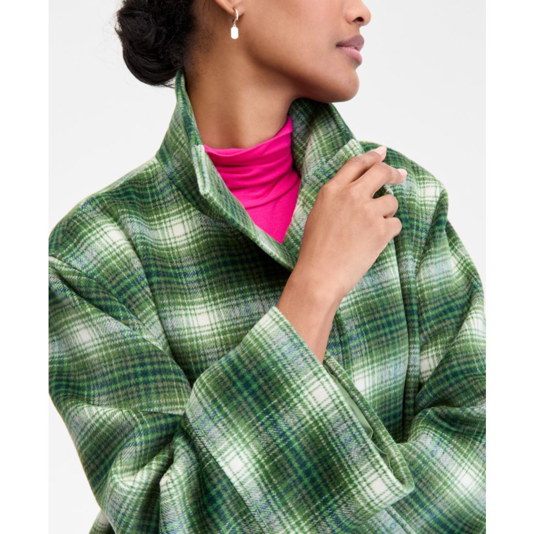 On 34th Women's Plaid Oversized Coat, Macy's Exclusive