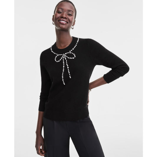 Charter Club Women's 100% Cashmere Embellished Bow Sweater, Macy's Exclusive