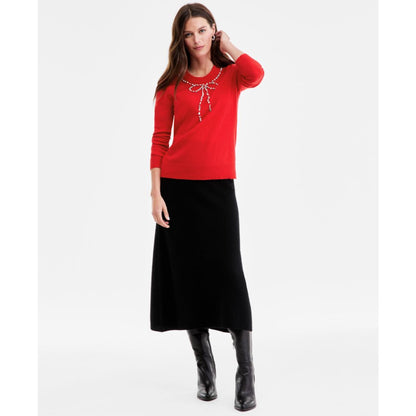 Charter Club Women's 100% Cashmere Embellished Bow Sweater, Macy's Exclusive