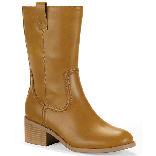Style & Co Women's Inezz Mid Shaft Faux-Leather Boots, Macy's Exclusive