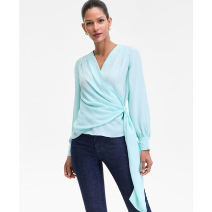I.n.c. International Concepts Women's Asymmetric-Tie Surplice Top, Macy's Exclusive
