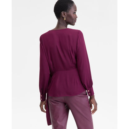 I.n.c. International Concepts Women's Asymmetric-Tie Surplice Top, Macy's Exclusive