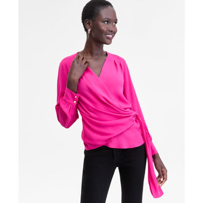 I.n.c. International Concepts Women's Asymmetric-Tie Surplice Top, Macy's Exclusive