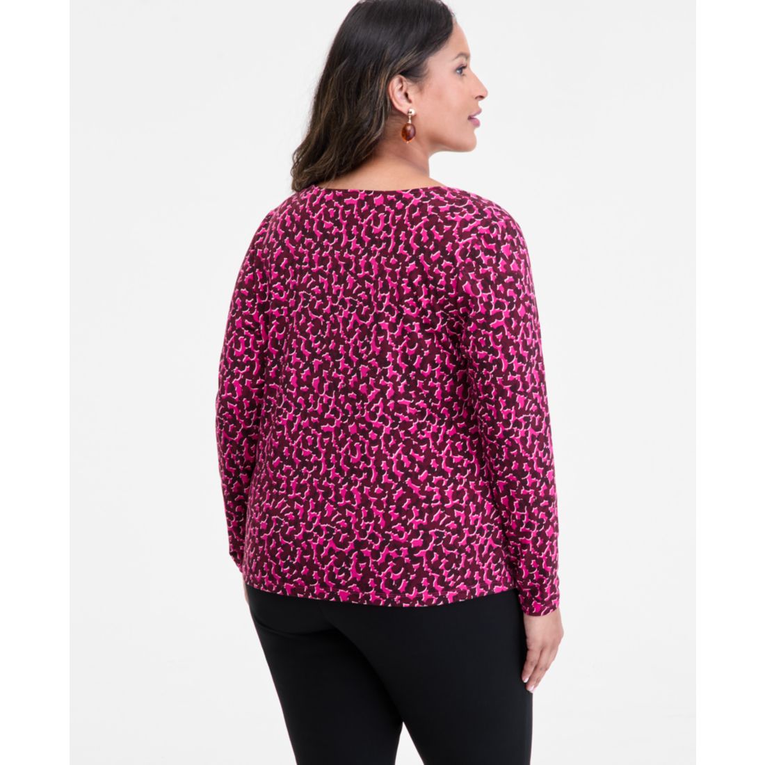 I.n.c. International Concepts Plus Size Printed Asymmetric-Neck Top, Macy's Exclusive