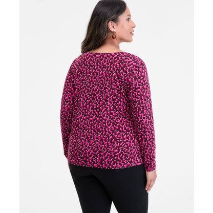 I.n.c. International Concepts Plus Size Printed Asymmetric-Neck Top, Macy's Exclusive