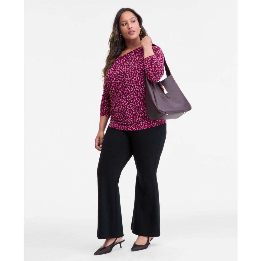 I.n.c. International Concepts Plus Size Printed Asymmetric-Neck Top, Macy's Exclusive