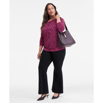 I.n.c. International Concepts Plus Size Printed Asymmetric-Neck Top, Macy's Exclusive