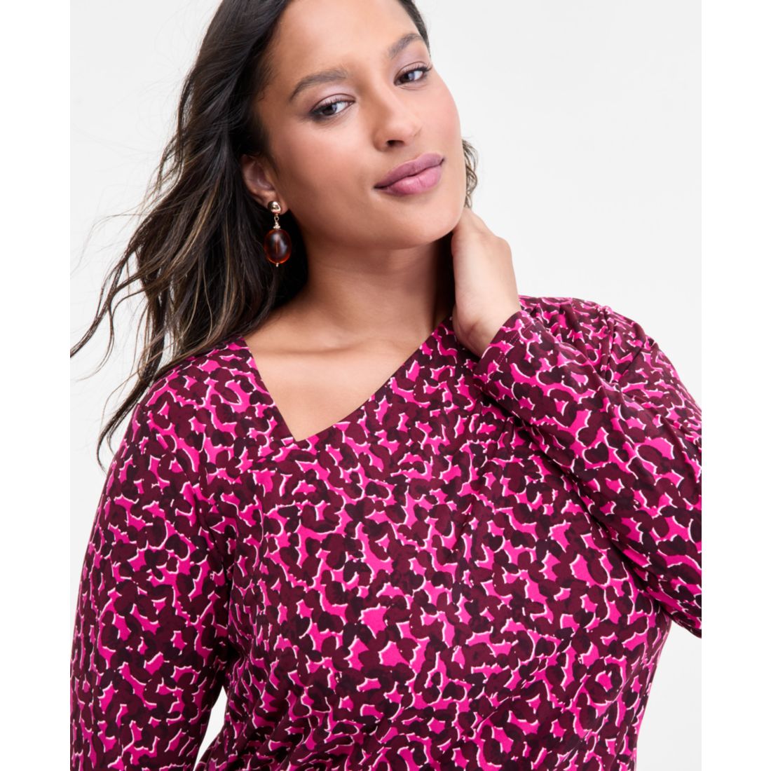 I.n.c. International Concepts Plus Size Printed Asymmetric-Neck Top, Macy's Exclusive