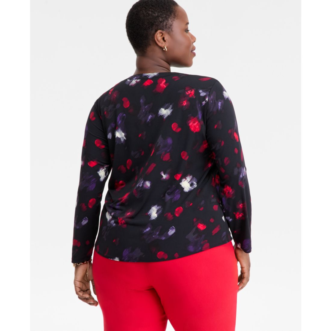 I.n.c. International Concepts Plus Size V-Neck Long-Sleeve Top, Macy's Exclusive