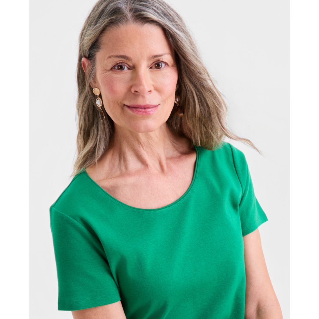 Style & Co Women's Cotton Short-Sleeve Scoop-Neck Top, Exclusively at Macy's