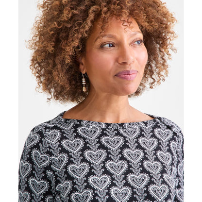 Style & Co Women's Printed Pima Cotton 3/4 Sleeve Boat-Neck Top, Macy's Exclusive