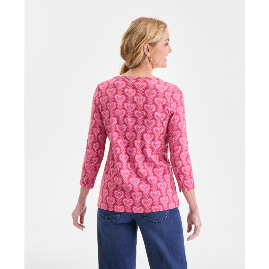 Style & Co Women's Printed Pima Cotton 3/4 Sleeve Boat-Neck Top, Macy's Exclusive