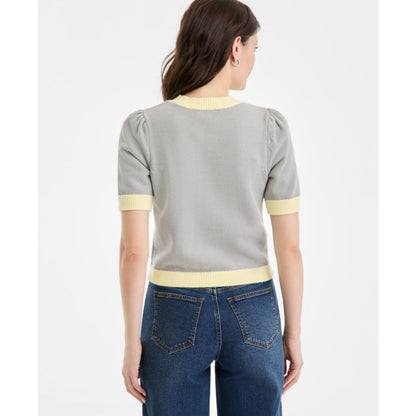 On 34th Women's Embroidered Colorblocked Short-Sleeve Sweater, Macy's Exclusive
