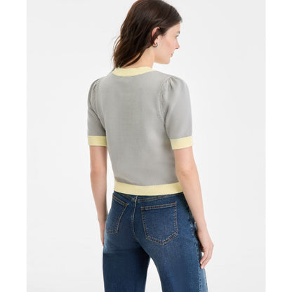 On 34th Women's Embroidered Colorblocked Short-Sleeve Sweater, Macy's Exclusive