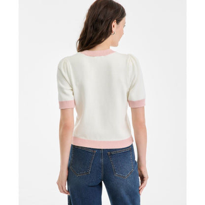 On 34th Women's Embroidered Colorblocked Short-Sleeve Sweater, Macy's Exclusive