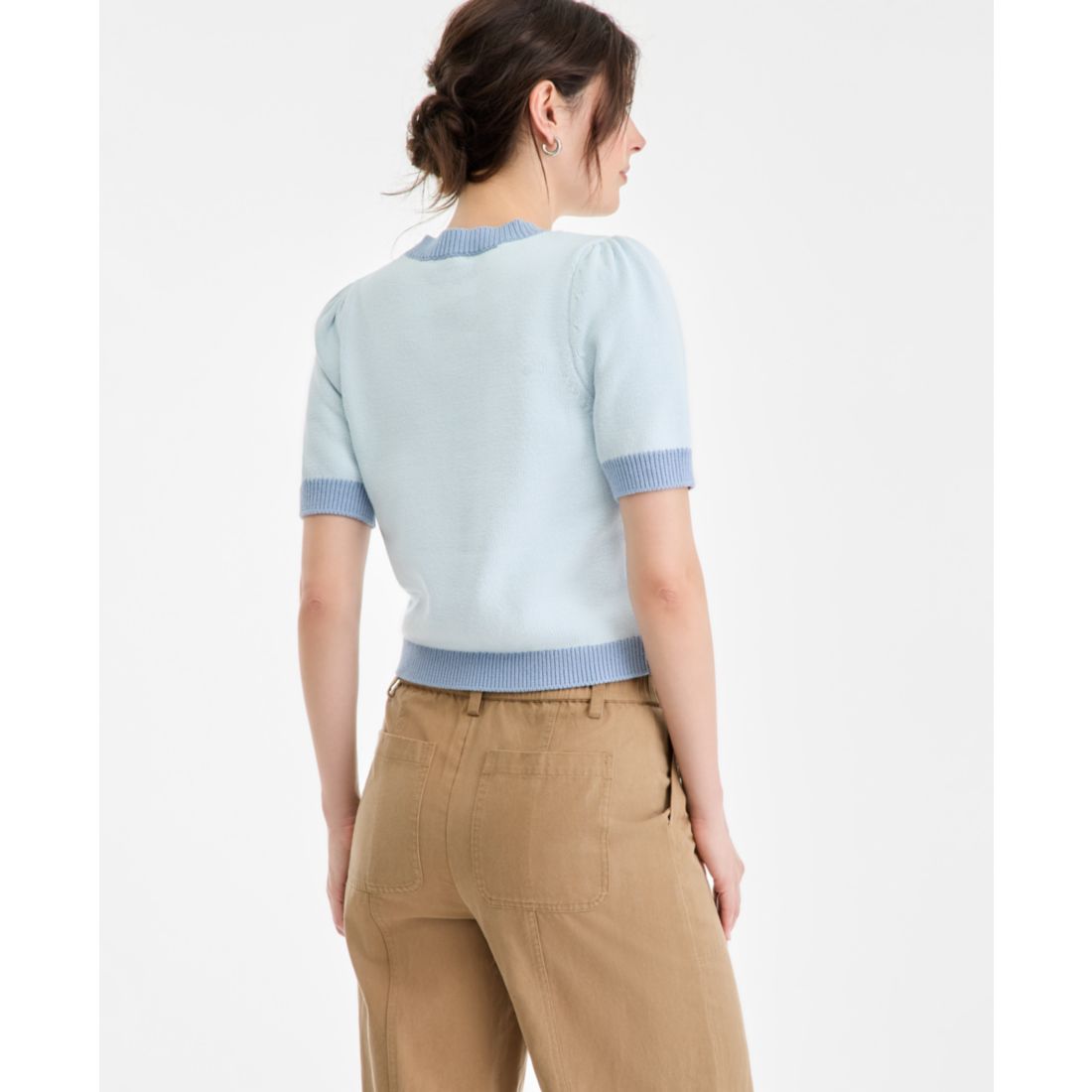 On 34th Women's Embroidered Colorblocked Short-Sleeve Sweater, Macy's Exclusive