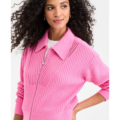 On 34th Women's Pointelle Zip Cardigan Sweater, Macy's Exclusive