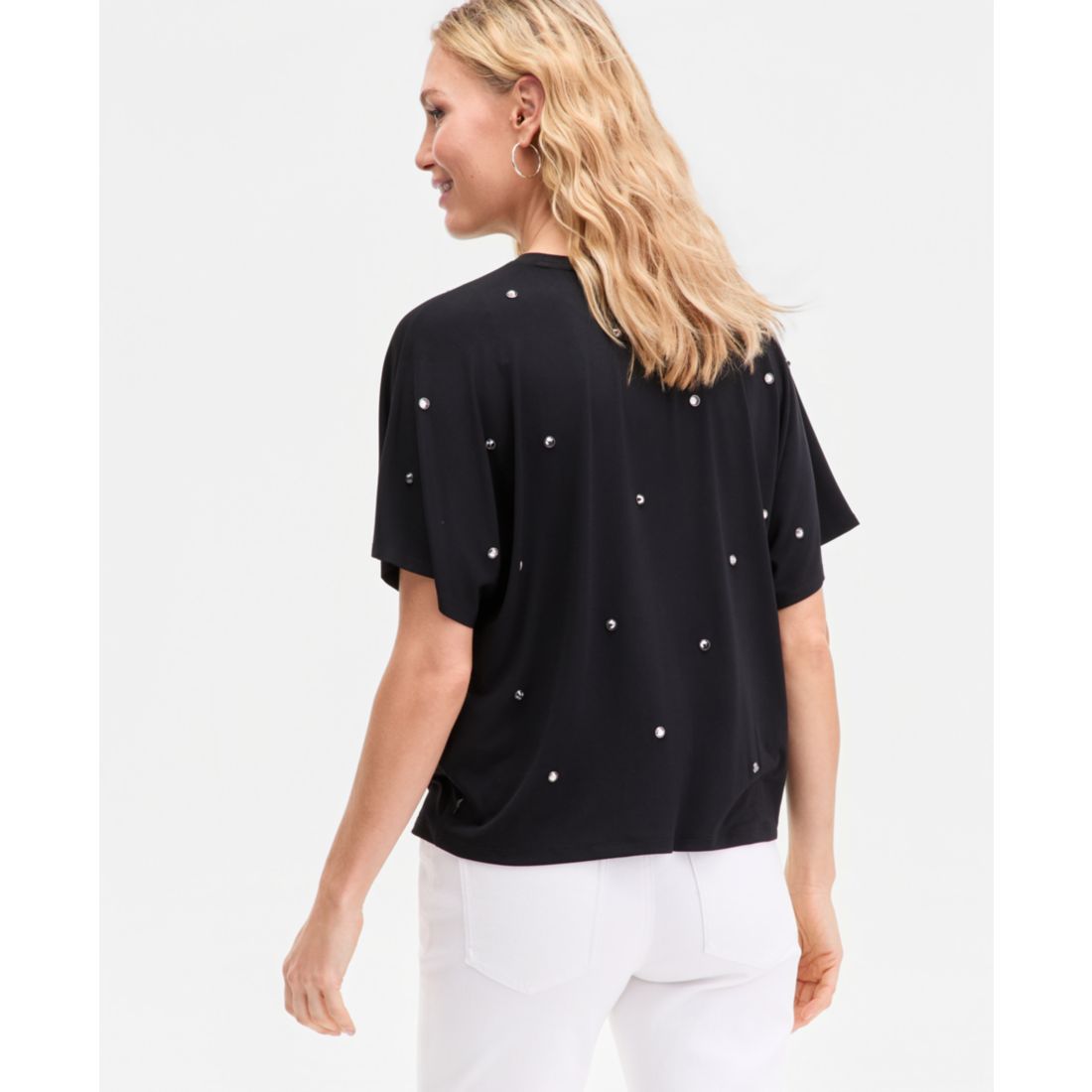 I.n.c. International Concepts Women's Short Sleeve Crystal Embellished T-Shirt, Macy's Exclusive