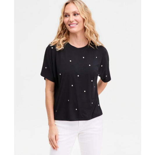 I.n.c. International Concepts Women's Short Sleeve Crystal Embellished T-Shirt, Macy's Exclusive