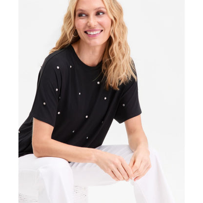 I.n.c. International Concepts Women's Short Sleeve Crystal Embellished T-Shirt, Macy's Exclusive