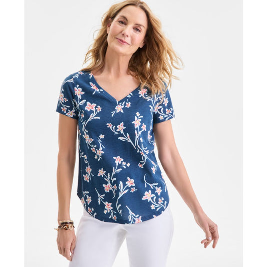 Style & Co. Women's Printed Short-Sleeve V-Neck T-Shirt, Macy's Exclusive