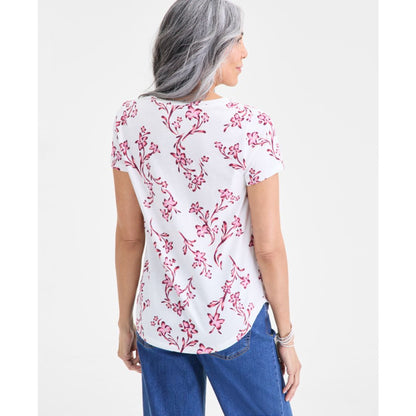 Style & Co. Women's Printed Short-Sleeve V-Neck T-Shirt, Macy's Exclusive