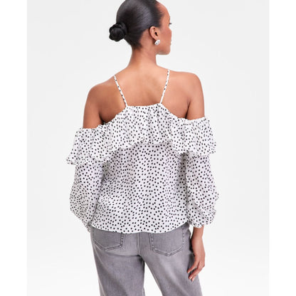 I.n.c. International Concepts Women's Long Sleeve Cold-Shoulder Printed Blouse, Macy's Exclusive