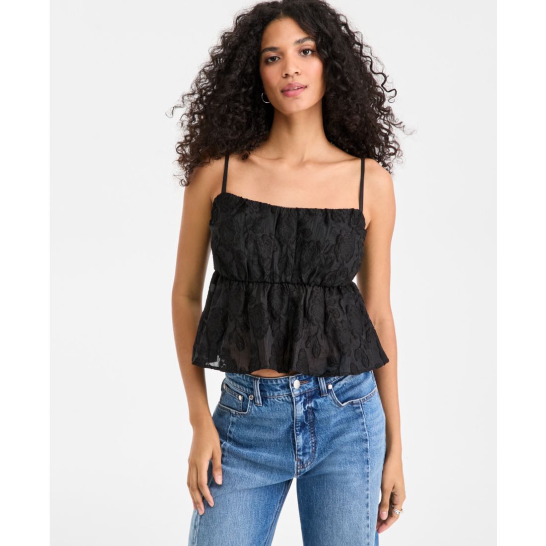 On 34th Women's Floral-Textured Sleeveless Peplum Top, Macy's Exclusive