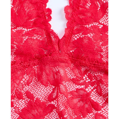 I.n.c. International Concepts Women's Lace Halter Plunge-Neck Bodysuit, Exclusively at Macy's