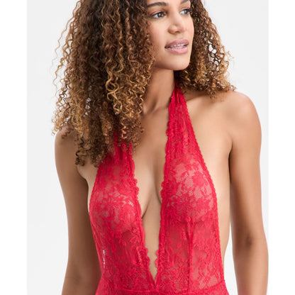 I.n.c. International Concepts Women's Lace Halter Plunge-Neck Bodysuit, Exclusively at Macy's