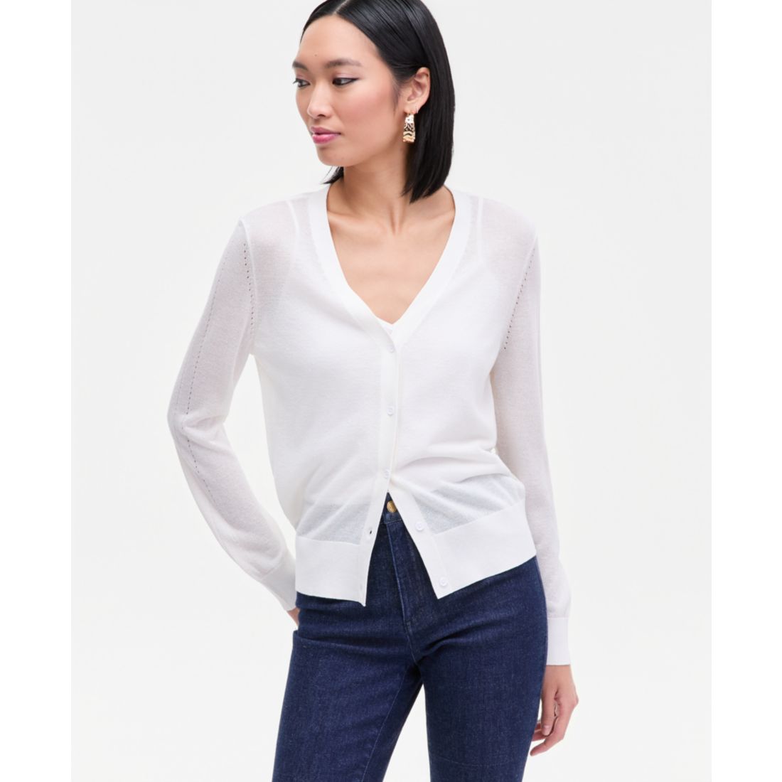 I.n.c. International Concepts Women's Lightweight Metallic-Knit V-Neck Cardigan, Macy's Exclusive