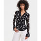 I.n.c. International Concepts Women's Long-Sleeve Printed Mesh Collared Top, Macy's Exclusive