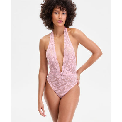 I.n.c. International Concepts Women's Lace Halter Plunge-Neck Bodysuit, Exclusively at Macy's