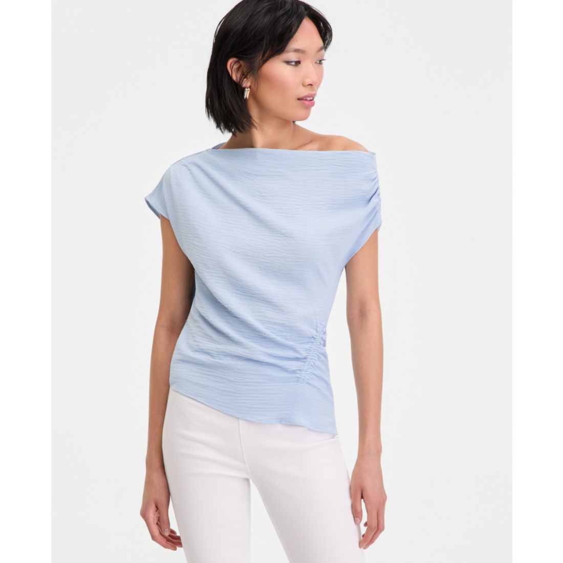 I.n.c. International Concepts Women's Short Sleeve Asymmetric Blouse, Macy's Exclusive