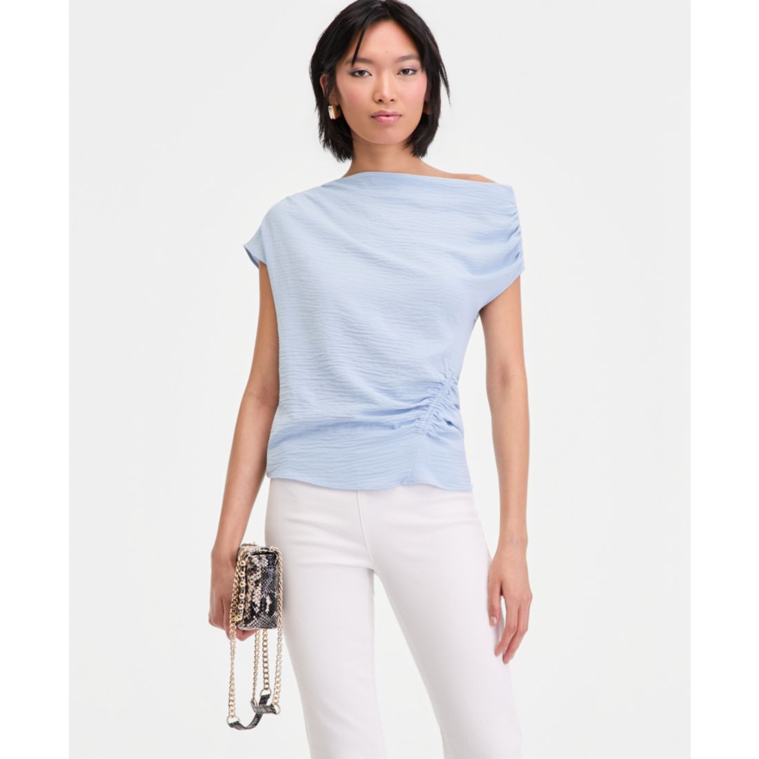 I.n.c. International Concepts Women's Short Sleeve Asymmetric Blouse, Macy's Exclusive