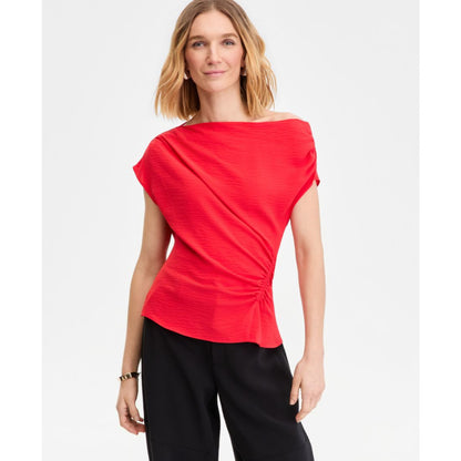 I.n.c. International Concepts Women's Short Sleeve Asymmetric Blouse, Macy's Exclusive
