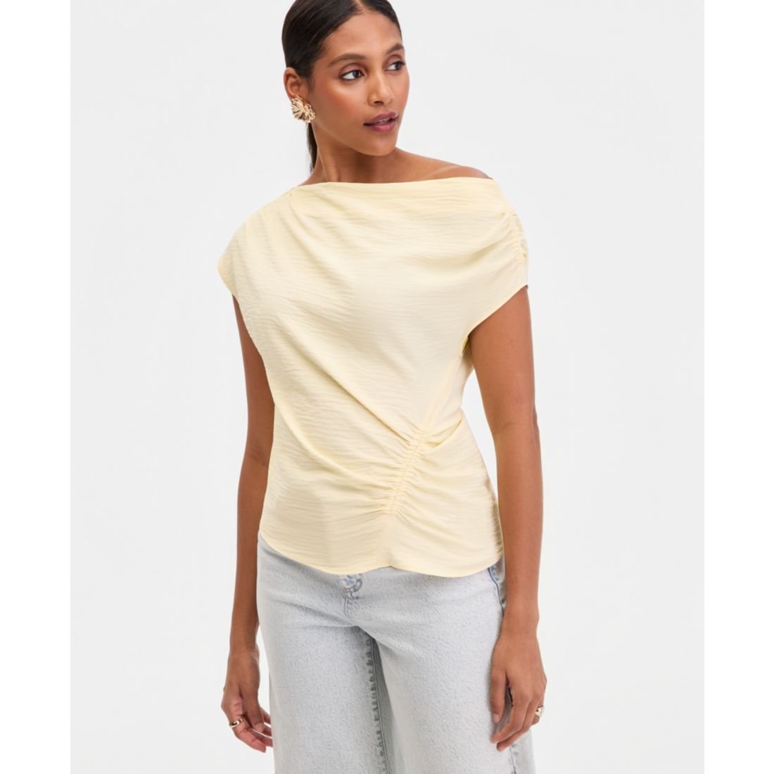I.n.c. International Concepts Women's Short Sleeve Asymmetric Blouse, Macy's Exclusive