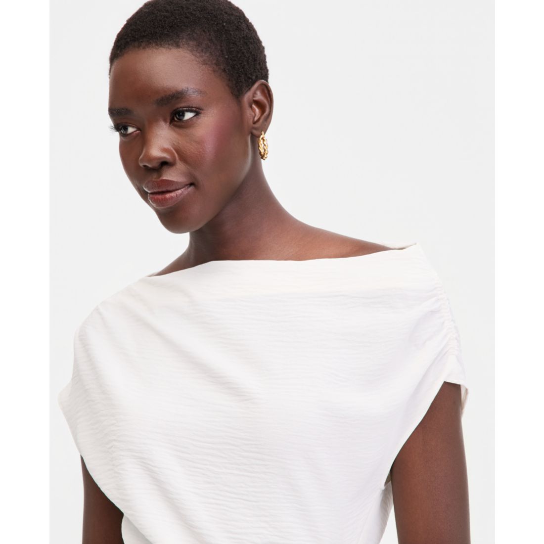 I.n.c. International Concepts Women's Short Sleeve Asymmetric Blouse, Macy's Exclusive