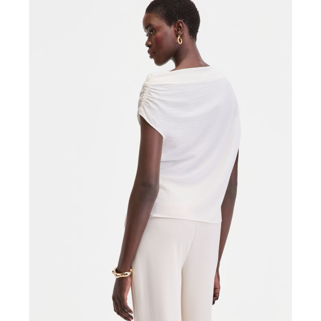 I.n.c. International Concepts Women's Short Sleeve Asymmetric Blouse, Macy's Exclusive