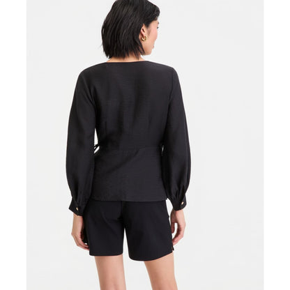 I.n.c. International Concepts Women's Long Sleeve Textured Wrap Blouse, Macy's Exclusive