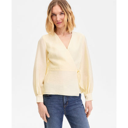 I.n.c. International Concepts Women's Long Sleeve Textured Wrap Blouse, Macy's Exclusive