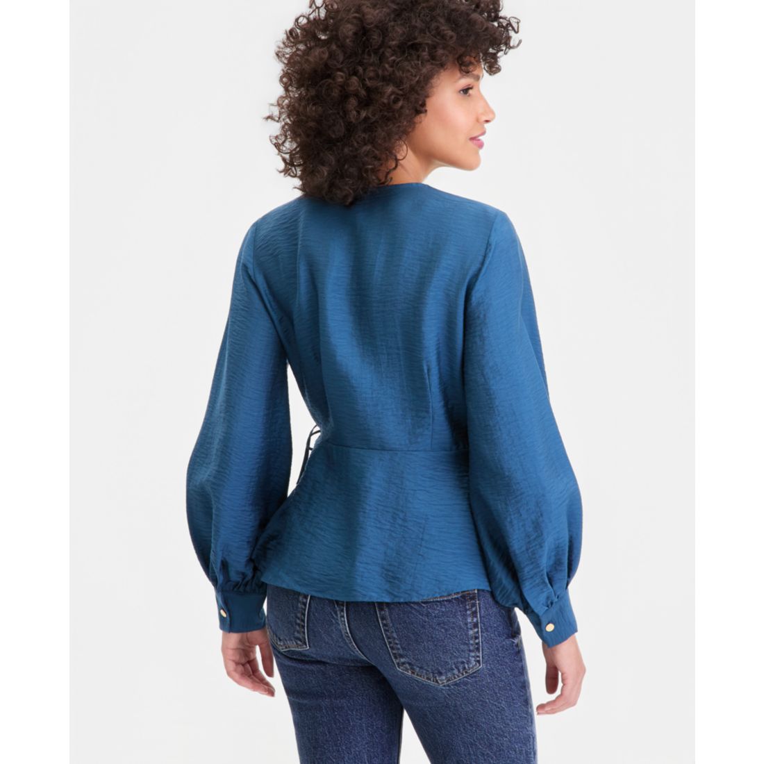 I.n.c. International Concepts Women's Long Sleeve Textured Wrap Blouse, Macy's Exclusive