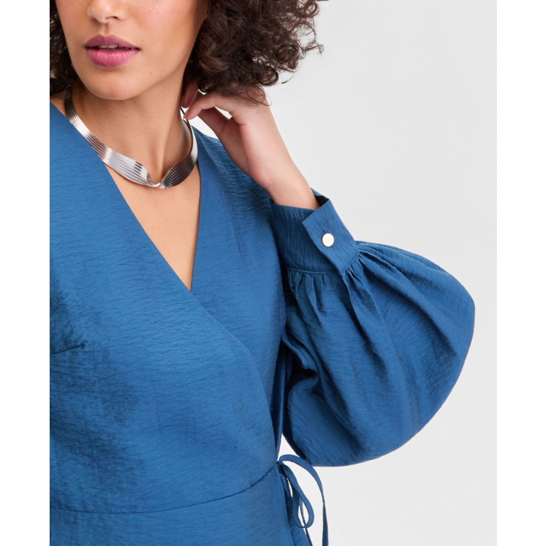 I.n.c. International Concepts Women's Long Sleeve Textured Wrap Blouse, Macy's Exclusive